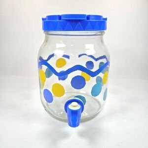 Vintage Anchor Hocking Sun Tea Jar Beverage Dispenser 1/2 Half Gallon 2 qt Dots